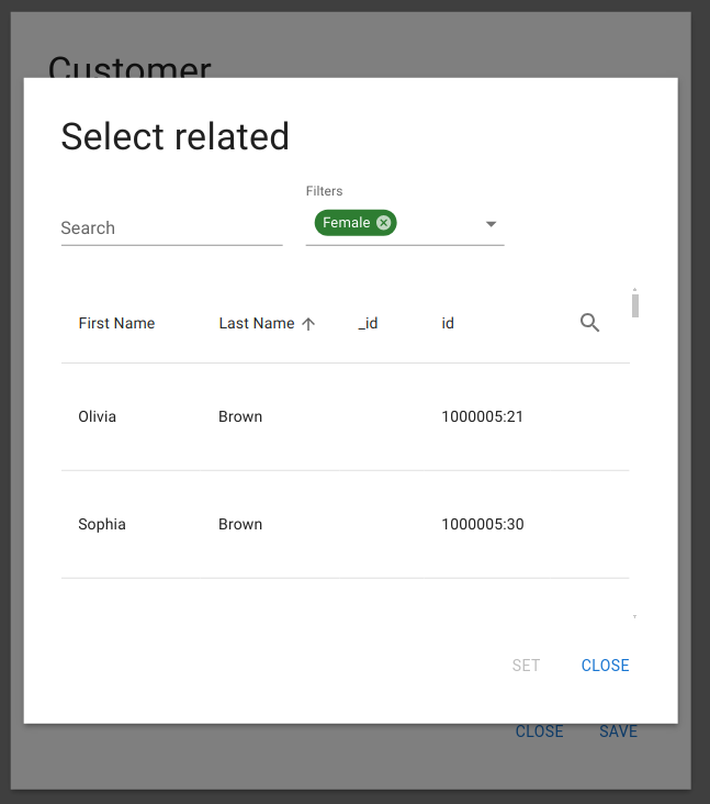 Selection Component for Linking