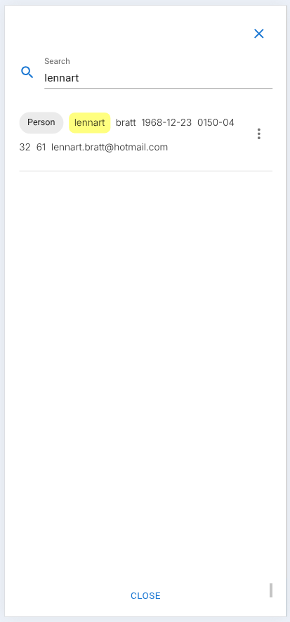 Searching for a Person record by name.