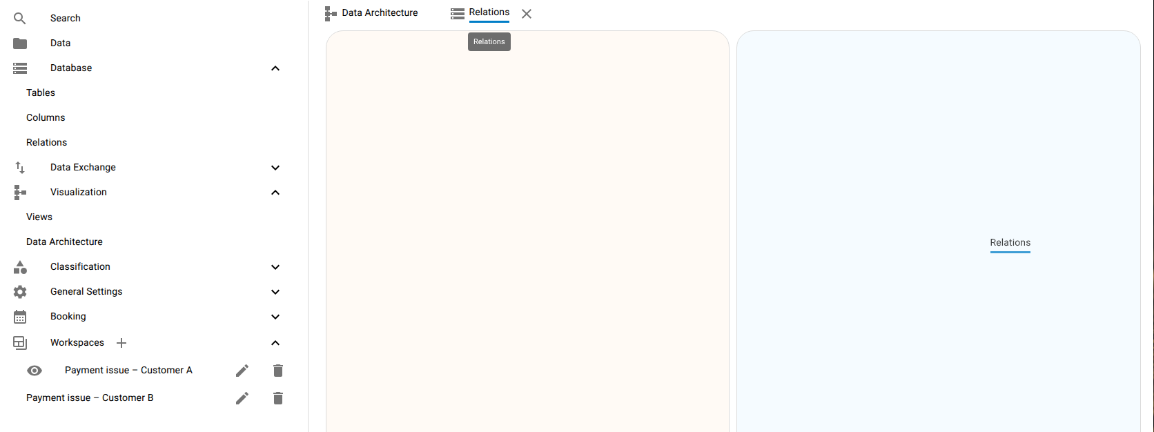 Dragging a tab to reposition it.