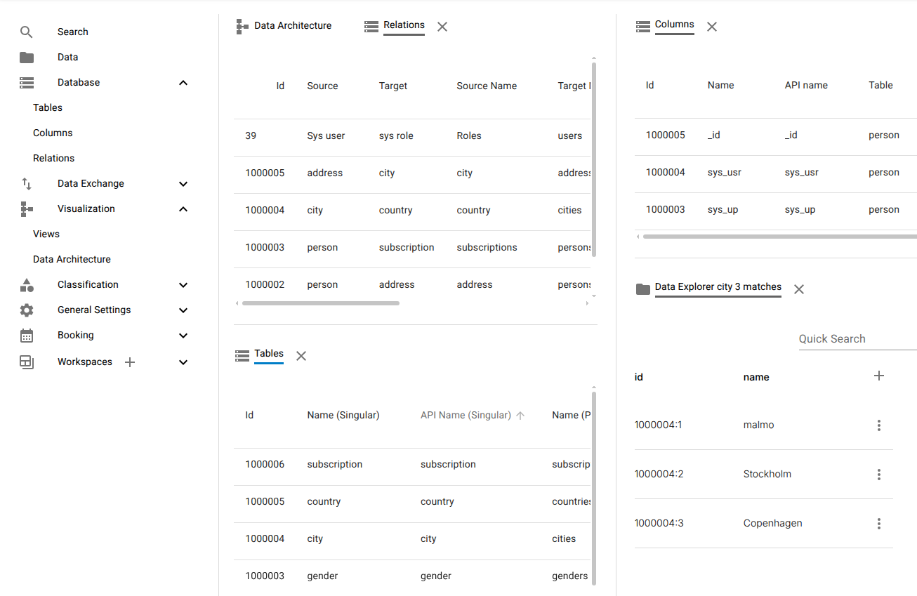 Windows stacked into tabs and resized freely.
